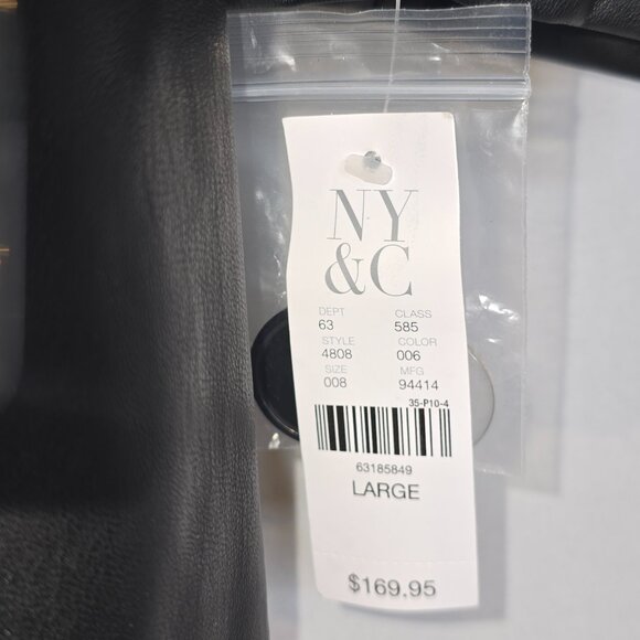 New York & Company Faux Leather Double Breasted Trench Coat, Women's Sz Lrg, NWT - Picture 4 of 5